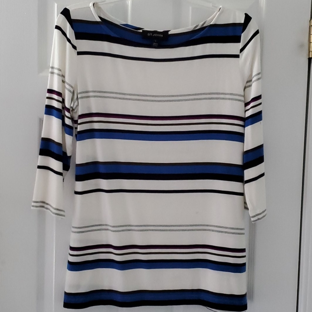 St. John Top Pullover Size L Stripe SP16 GRP 2